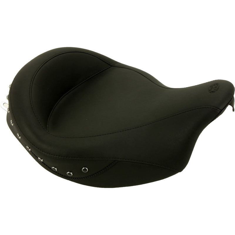 MUSTANG Wide Super Solo Seat - Black Pearl-Centered Studs - Black - Touring '08-21