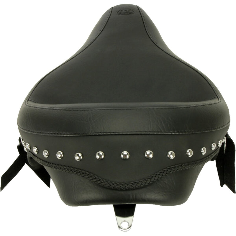 MUSTANG Wide Vintage Solo Seat - Chrome Studs and Concho - Sportster '04-'21  with 2.1/3.3 Gallon Tank