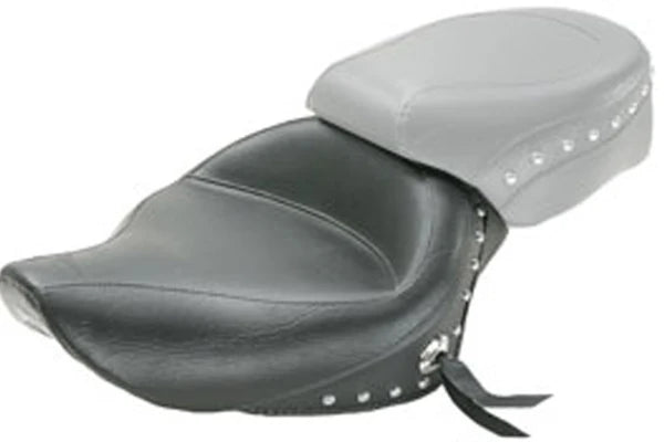 MUSTANG Wide Vintage Solo Seat - Chrome Studs and Concho - Sportster '04-'21  with 4.5 Gallon Tank