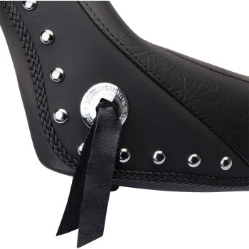 MUSTANG Standard Touring Solo Seat - Chrome Studs and Conchos - Softail '00-'17