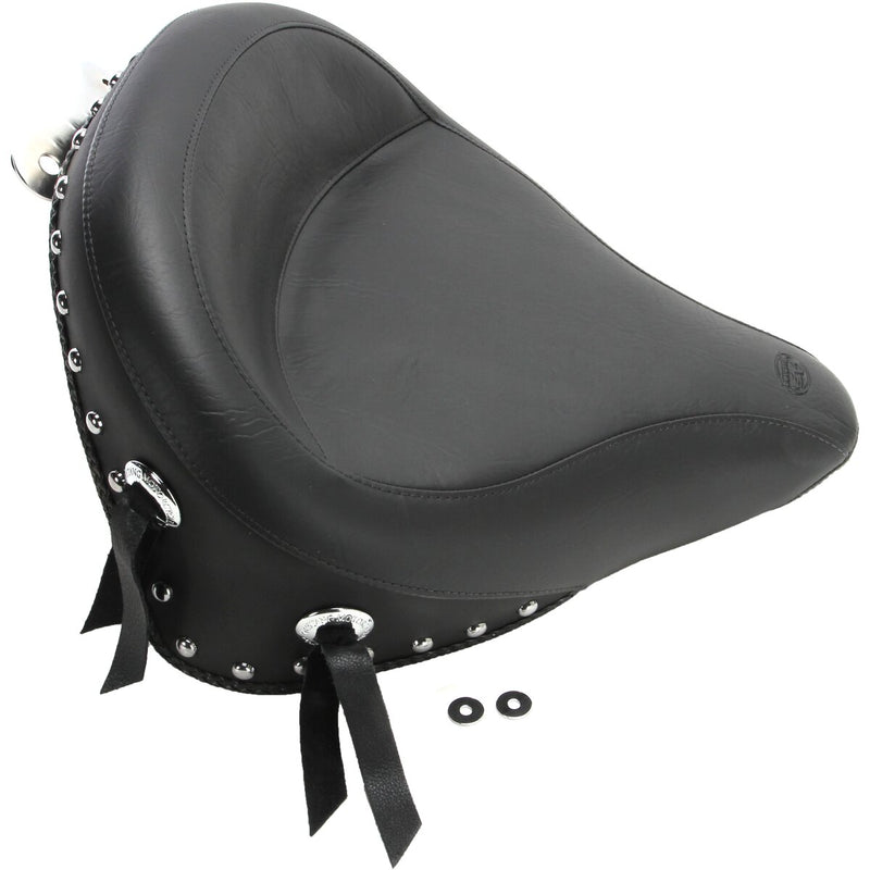 MUSTANG MUSTANG Wide Solo Seat - Chrome Studs w/ Concho - Softail '00-'15