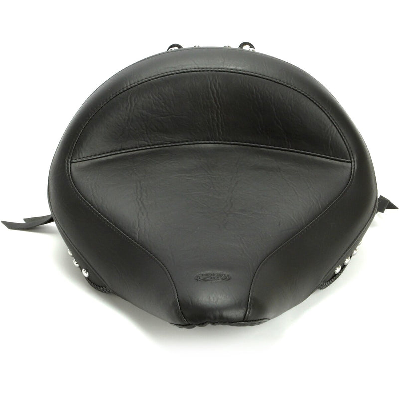 MUSTANG Wide Touring Solo Seat - Chrome Studs with Conchos - Softail '05-'17 With Standard Rack