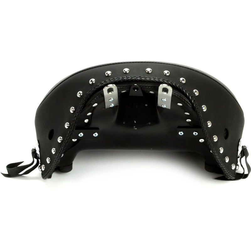 MUSTANG Wide Touring Solo Seat - Chrome Studs with Conchos - Softail '05-'17 With Standard Rack