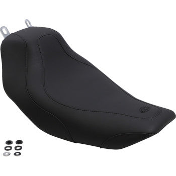 MUSTANG Tripper Solo without Backrest Black Stitched Synthetic Glove Leather Seat - Black - FL '97-'07