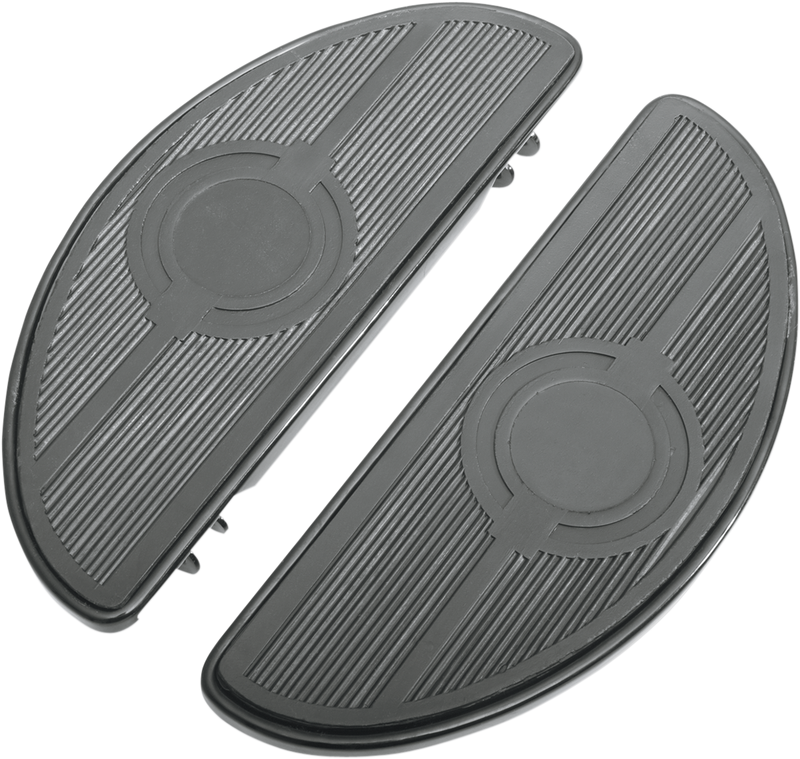 DRAG SPECIALTIES Vintage Half-Moon Style Floorboard - w/o Vibration Inserts - Gloss Black - FL