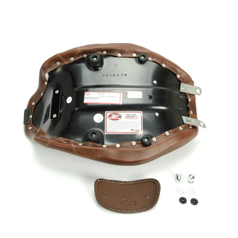 MUSTANG Wide Tripper™ Solo without Backrest Seat - Smooth - Brown - Touring '08-'21