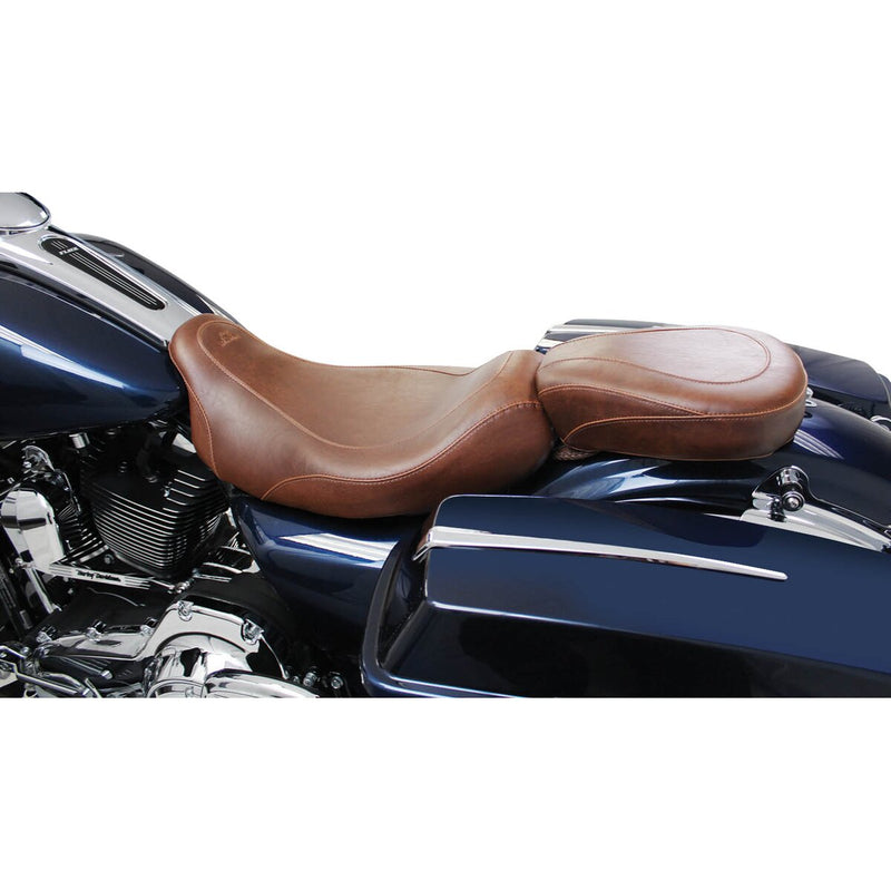 MUSTANG Wide Tripper™ Solo without Backrest Seat - Smooth - Brown - Touring '08-'21