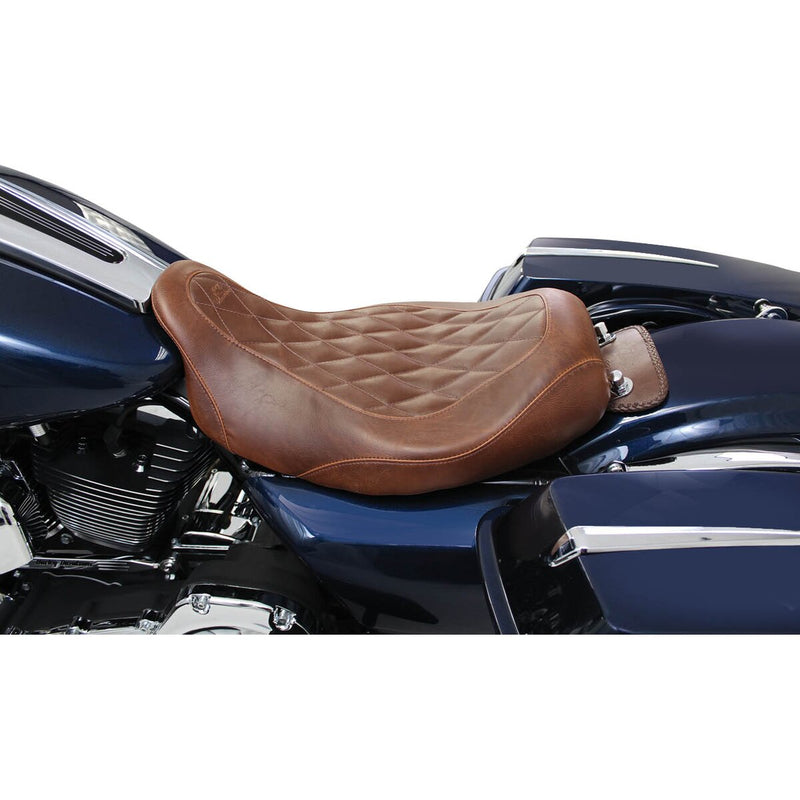 MUSTANG Wide Tripper™ Solo Seat without Backrest - Diamond - Brown - Touring '08-'21