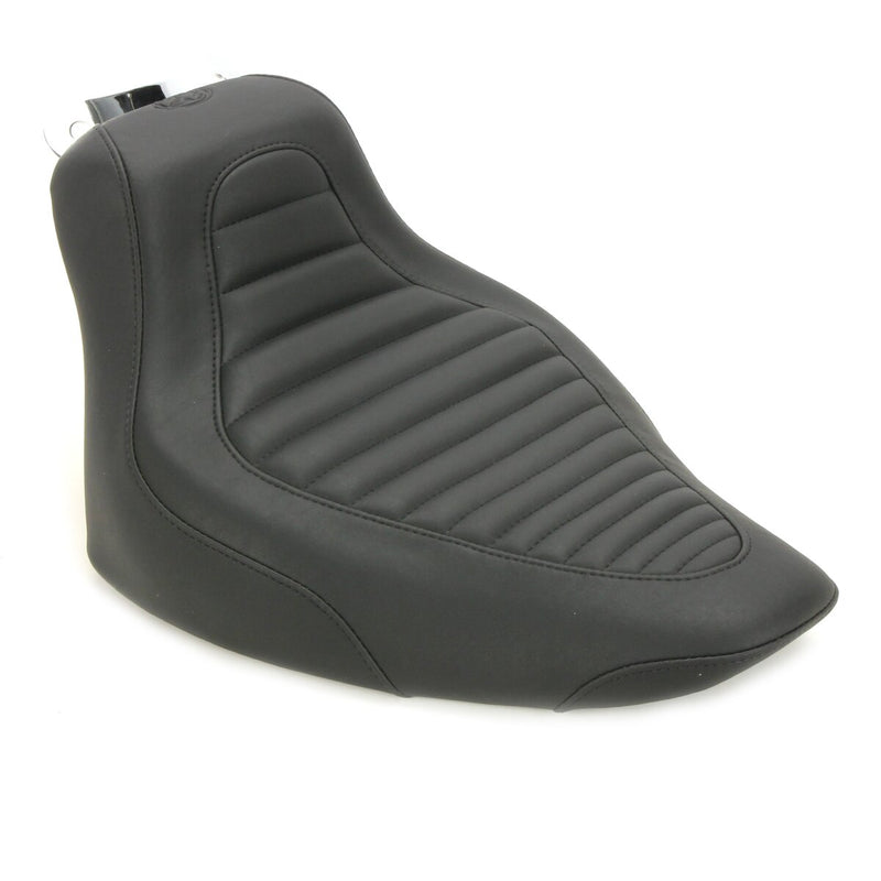 MUSTANG Tripper™ Synthetic Leather Solo Seat - Tuck and Roll - Black - Softail '00-'17