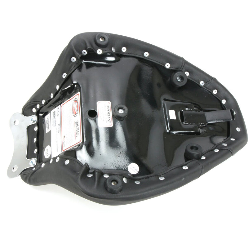 MUSTANG Tripper™ Synthetic Leather Solo Seat - Tuck and Roll - Black - Softail '00-'17