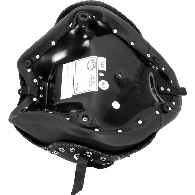 MUSTANG Wide Solo Touring Seat - Chrome Studs with Conchos - Softail '11-'17