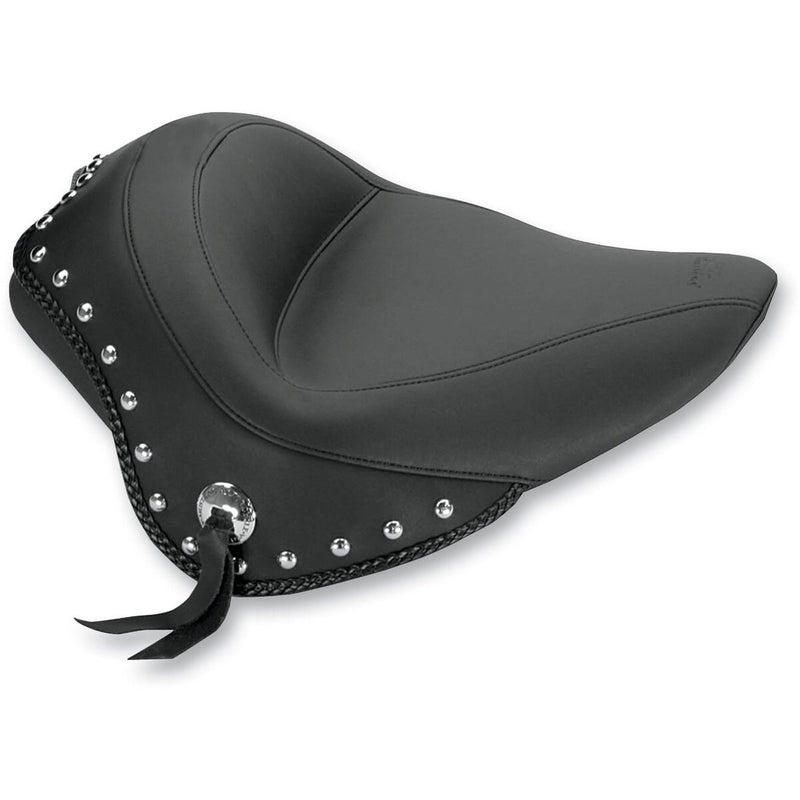 MUSTANG Wide Solo Touring Seat - Chrome Studs with Conchos - Softail '11-'17