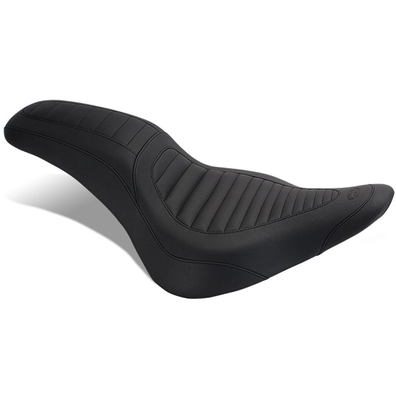 MUSTANG Tripper Fastback™ One-Piece 2-Up Seat - Front Tuck-n-Roll - Black - Softail '13-'17