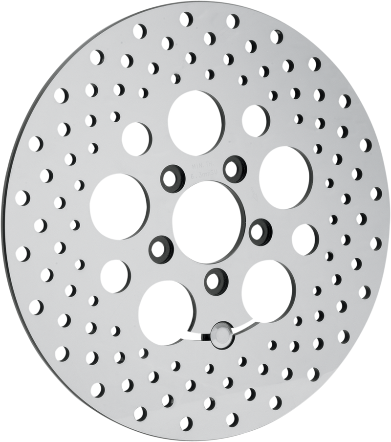 DRAG SPECIALTIES Polished Stainless Steel Drilled Rear Brake Rotor - 11.8"