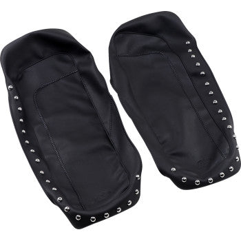 MUSTANG Chrome Studded Saddlebag Lid Covers - Black - Touring '93-'13