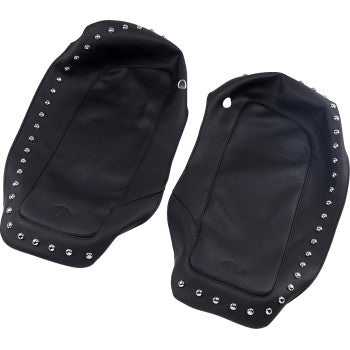 MUSTANG Chrome Studded Saddlebag Lid Covers - Black - Touring '14-'24