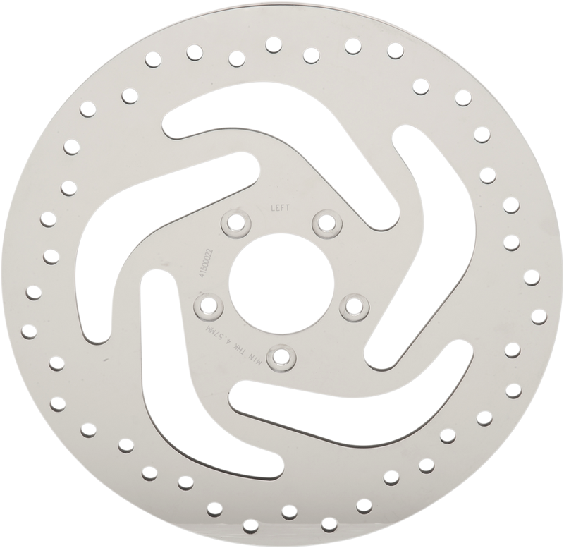 DRAG SPECIALTIES Polished Stainless Steel Drilled Front Brake Rotor - 11.8"