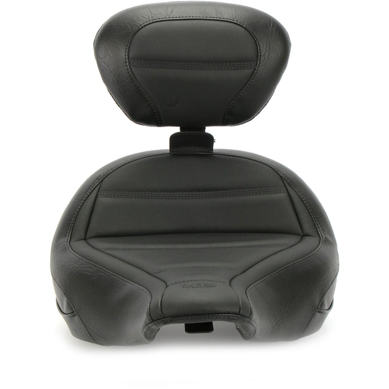 MUSTANG Wide Solo Touring Seat with Drivers Backrest - Quad Stich - Black - Softail '18-'21