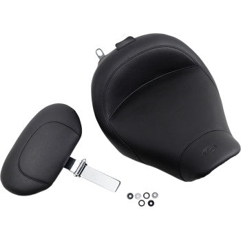 MUSTANG Vintage Wide Solo Seat With Drivers Backrest - Black - Smooth - FLH '97-'07