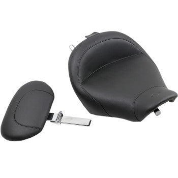 MUSTANG Vintage Wide Solo Seat With Drivers Backrest - Black - Smooth - FLH '97-'07