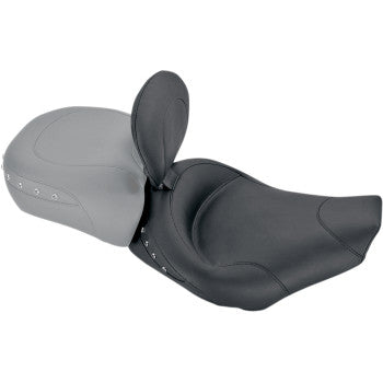 MUSTANG Wide Solo Seat With Backrest - Chrome Studs with Conchos - Black - FLH '97-'07