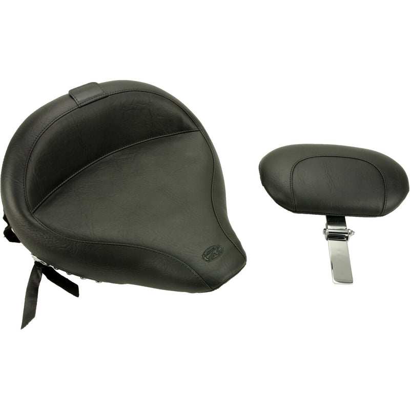 MUSTANG Wide Solo Seat Studded W/Concho with Removable Backrest - Black - Softail '84-'99