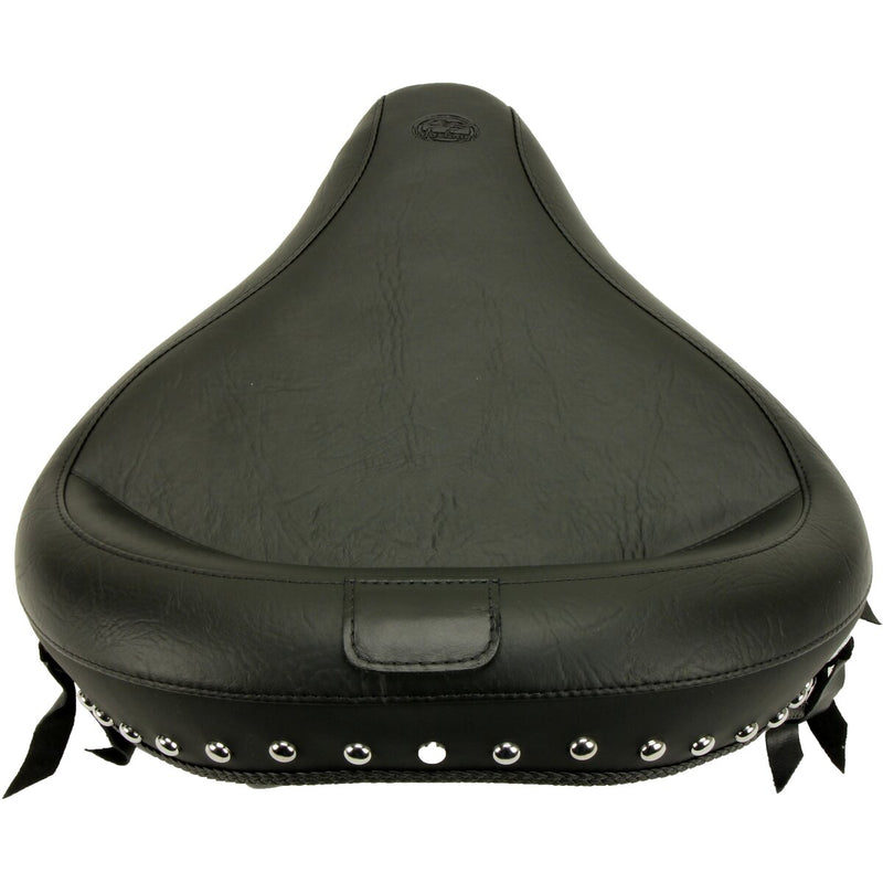 MUSTANG Wide Solo Seat Studded W/Concho with Removable Backrest - Black - Softail '84-'99