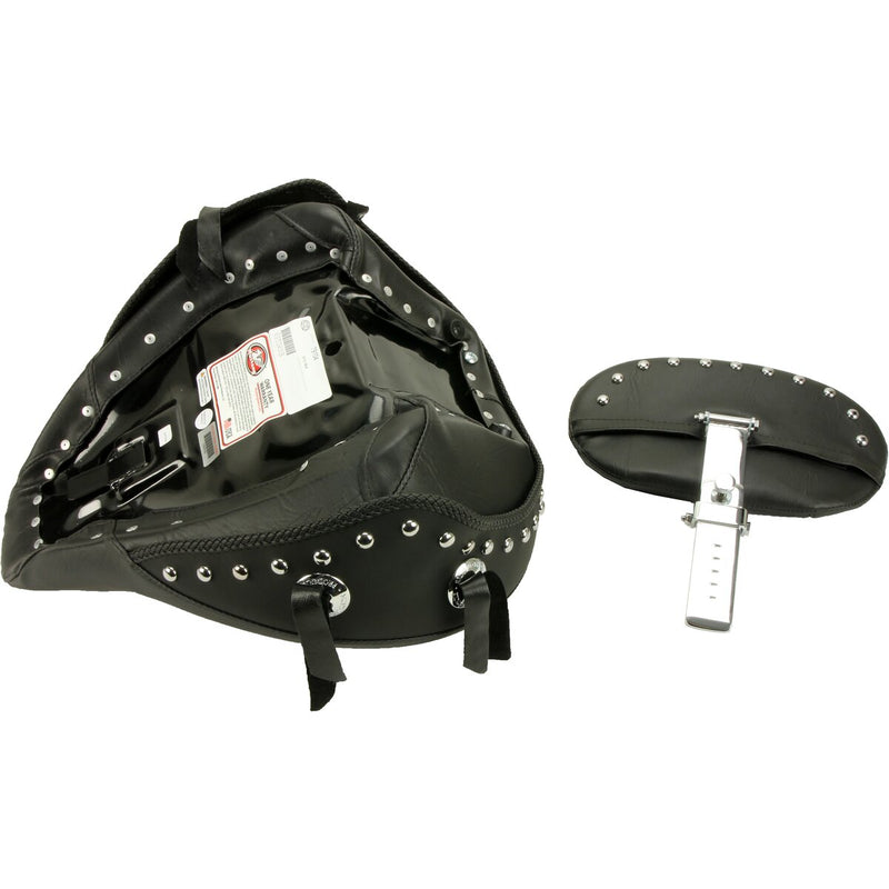 MUSTANG Wide Solo Seat Studded W/Concho with Removable Backrest - Black - Softail '84-'99