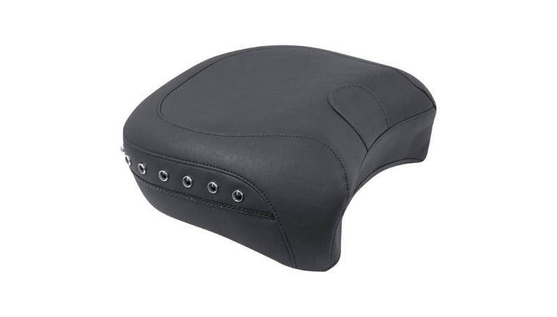 MUSTANG Wide Black Studded Rear Pillion Pad Vinyl Seat - Black - Touring '09-'21