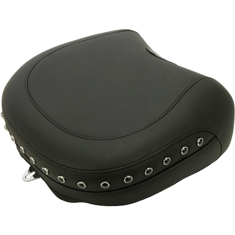 MUSTANG Wide Black Studded Rear Pillion Pad Vinyl Seat - Black - Touring '09-'21