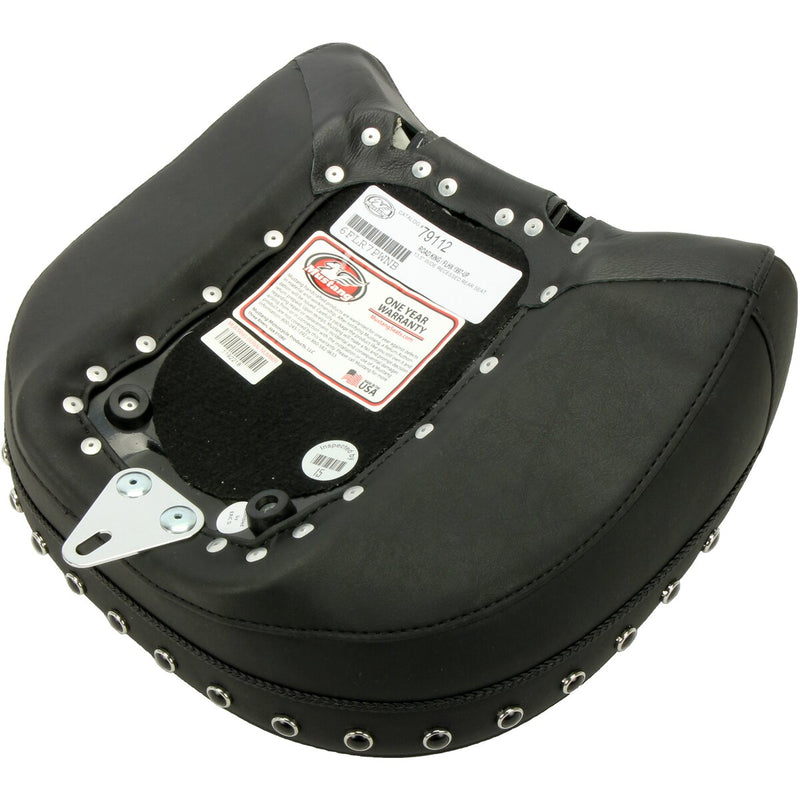MUSTANG Wide Black Studded Rear Pillion Pad Vinyl Seat - Black - Touring '09-'21