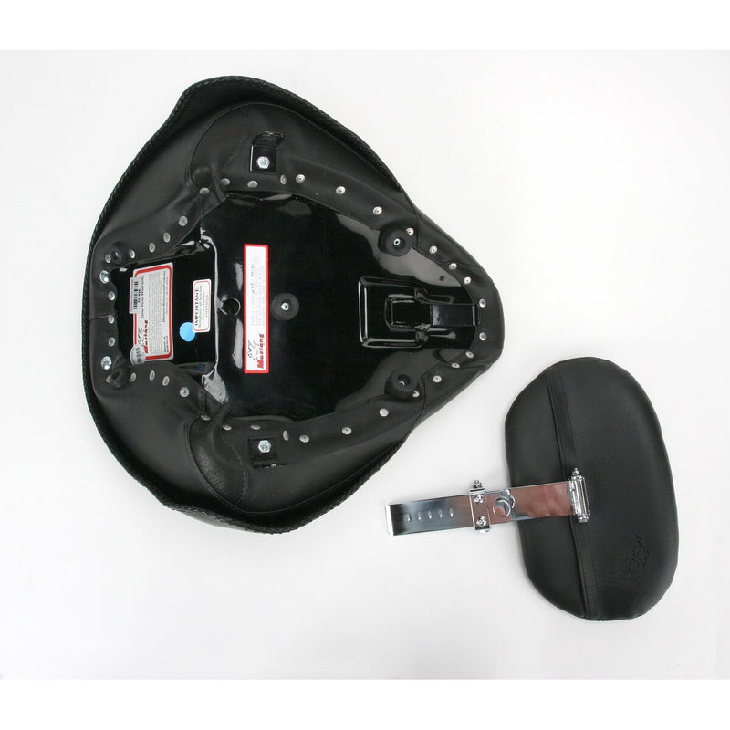 MUSTANG Vintage Wide Touring Solo Seat With Backrest - Smooth - Black - Softail '00-'05