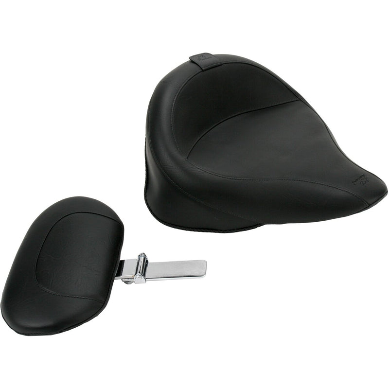 MUSTANG Vintage Wide Touring Solo Seat With Backrest - Smooth - Black - Softail '00-'05