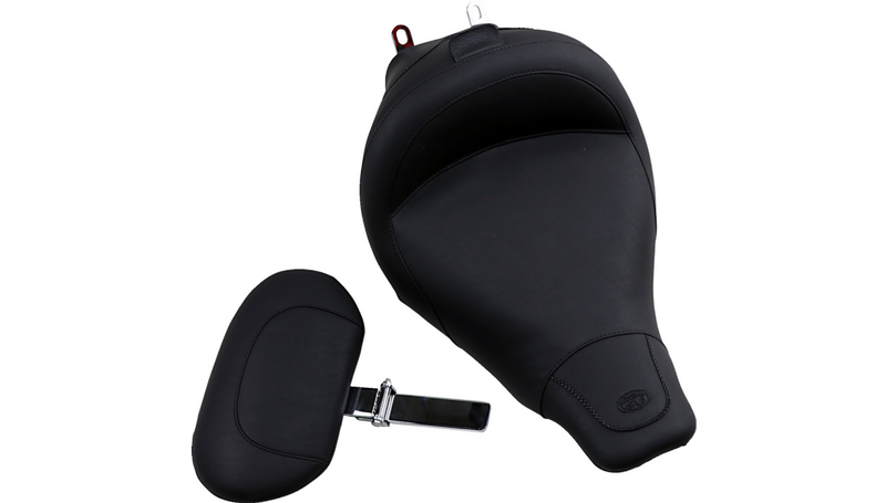 MUSTANG Wide Solo With Backrest Vinyl Seat - Black - Touring '97-'07