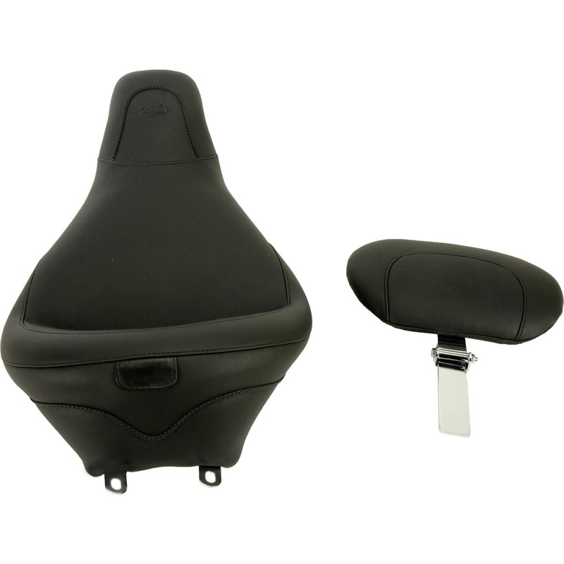MUSTANG Wide Solo With Backrest Vinyl Seat - Black - Touring '97-'07