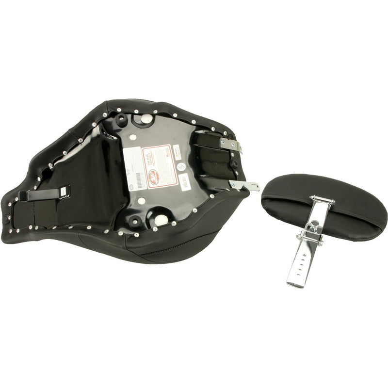 MUSTANG Wide Solo With Backrest Vinyl Seat - Black - Touring '97-'07