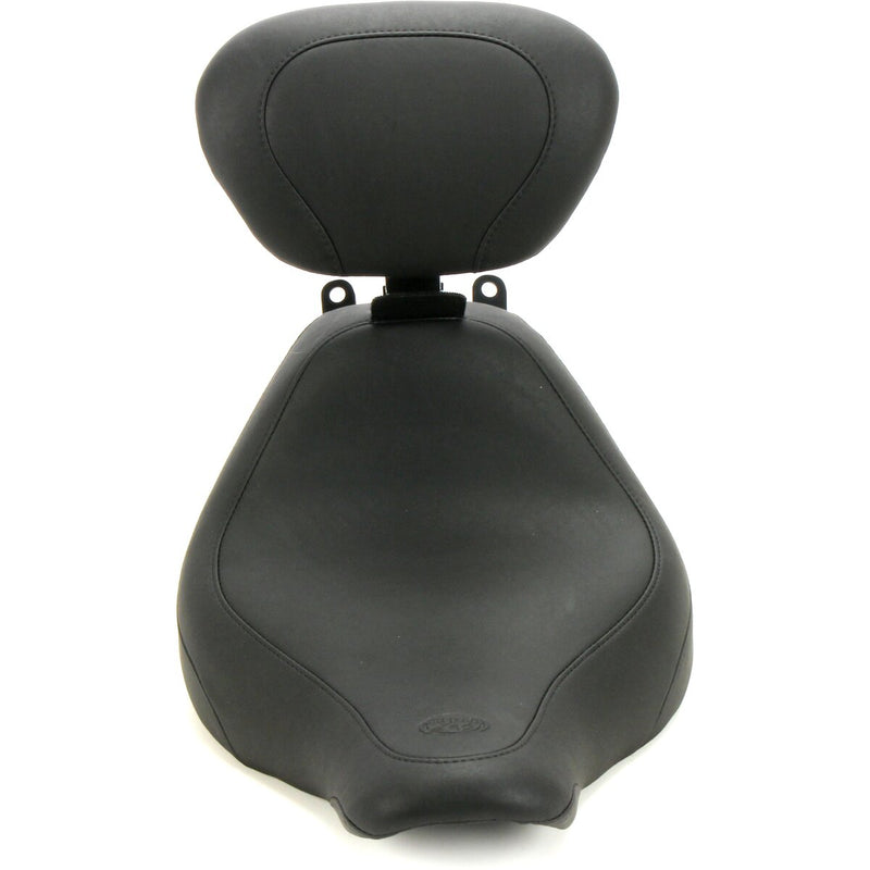 MUSTANG Wide Tripper™ Solo Seat with Backrest - Smooth - Black - Softail '18-'21