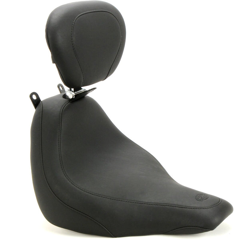 MUSTANG Wide Tripper™ Solo Seat with Backrest - Smooth - Black - Softail '18-'21