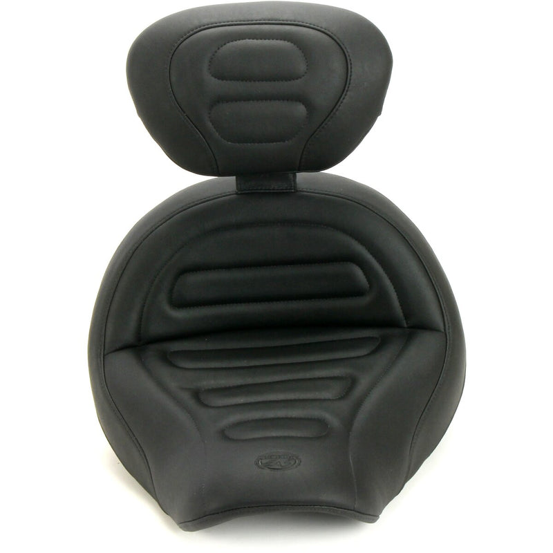 MUSTANG Max Profile Solo Touring Seat - with Driver Backrest - Black - Trapezoid Stitch - Softail '18-'21