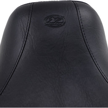 MUSTANG Wide Solo Seat With Drivers Backrest - Chrome Studs and Conchos - Black - Dyna '06-'17