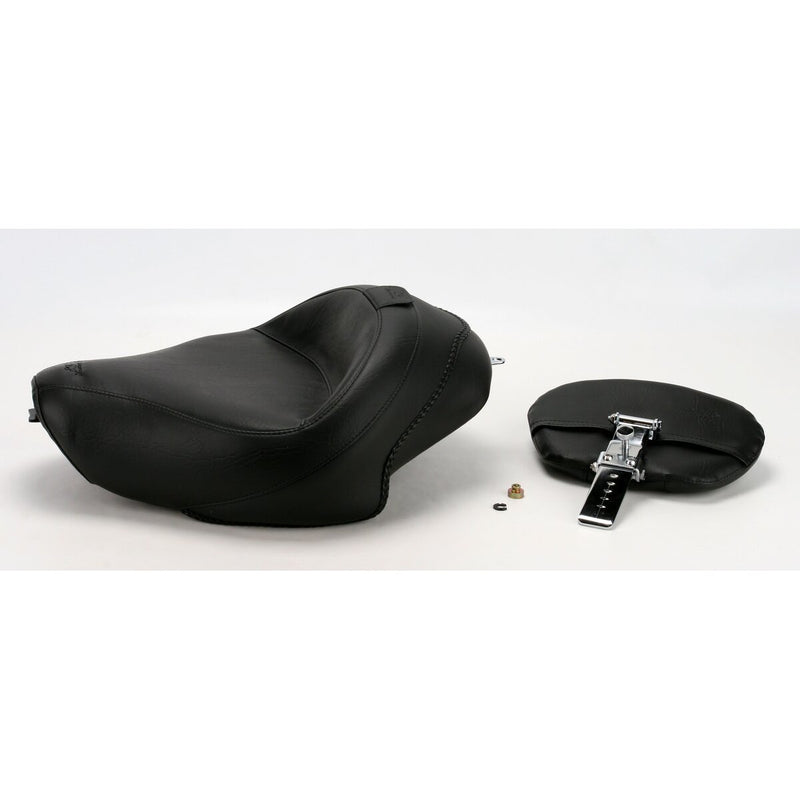 MUSTANG Wide Solo Seat - With Removable Backrest - Vintage - Black - Smooth - Sportster '04-'21
