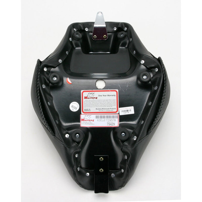 MUSTANG Wide Solo Seat with Removable Backrest - Vintage - Black - Smooth - Sportster '04-'21   with 4.5 Gallon Tank