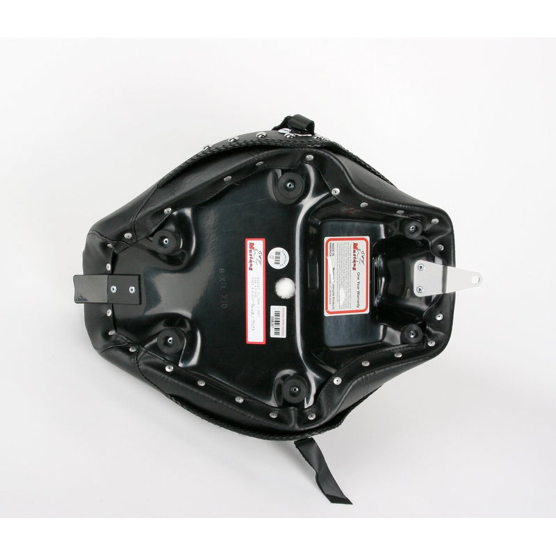 MUSTANG Wide Solo Seat with Removable Backrest - Chrome Studs with Conchos - Black - Sportster '04-'21 with 4.5 Gallon Tank