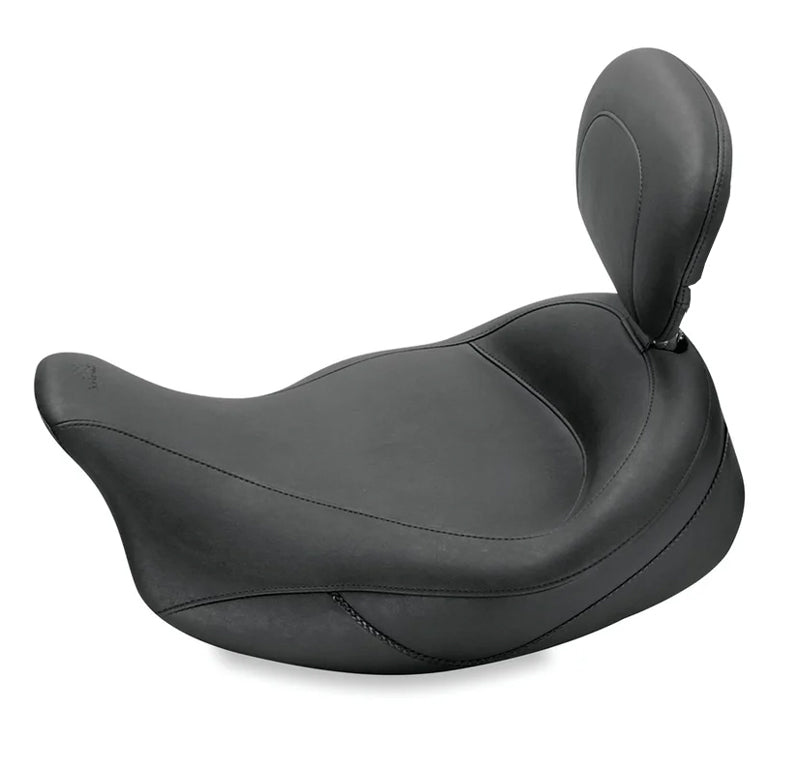 MUSTANG Wide Super Solo Seat with Drivers Backrest - Smooth - Black - Touring '08-21