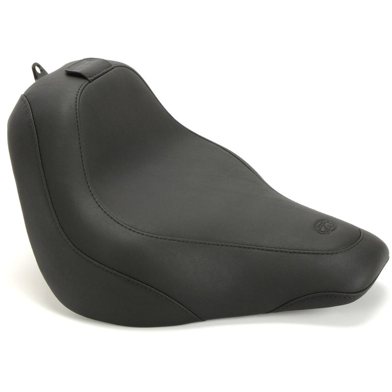 MUSTANG Wide Tripper™ Solo Seat w/ Drivers Backrest - Smooth - Black - Softail '18-'21