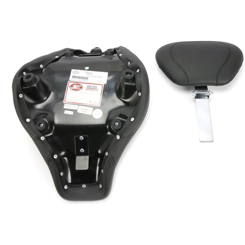 MUSTANG Wide Tripper™ Solo Seat w/ Drivers Backrest - Smooth - Black - Softail '18-'21