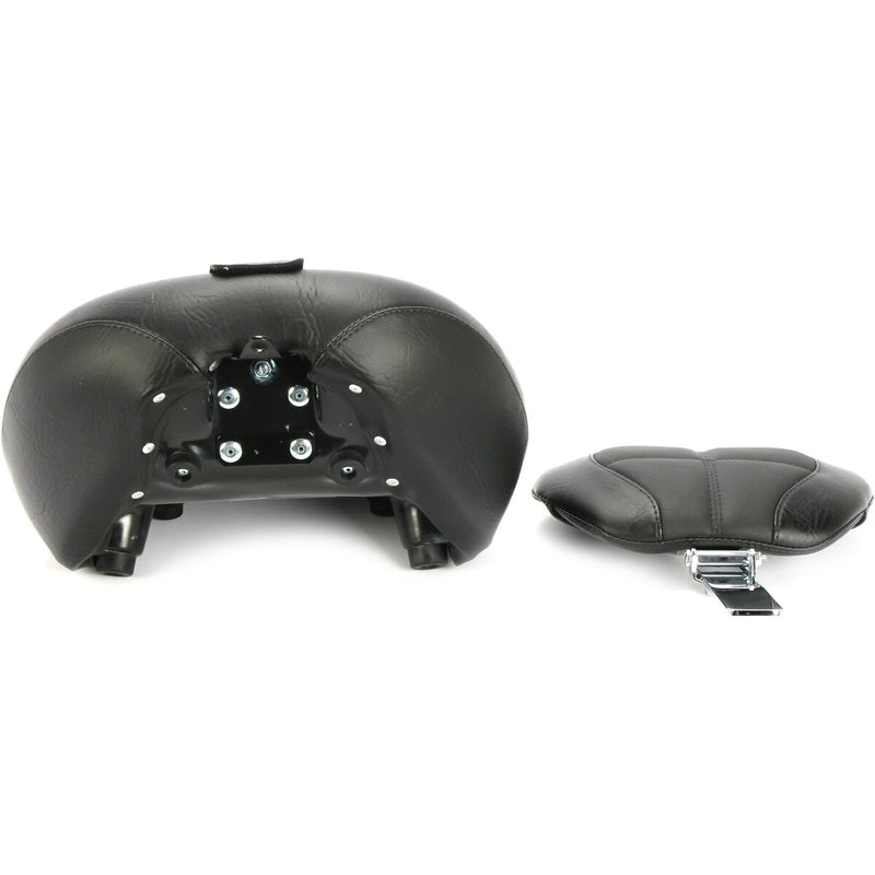 MUSTANG Touring Solo Seat with Drivers Backrest - Cube Stitch - Black - Softail '18-'21