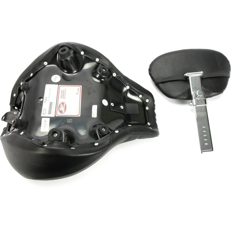 MUSTANG Touring Solo Seat with Drivers Backrest - Cube Stitch - Black - Softail '18-'21