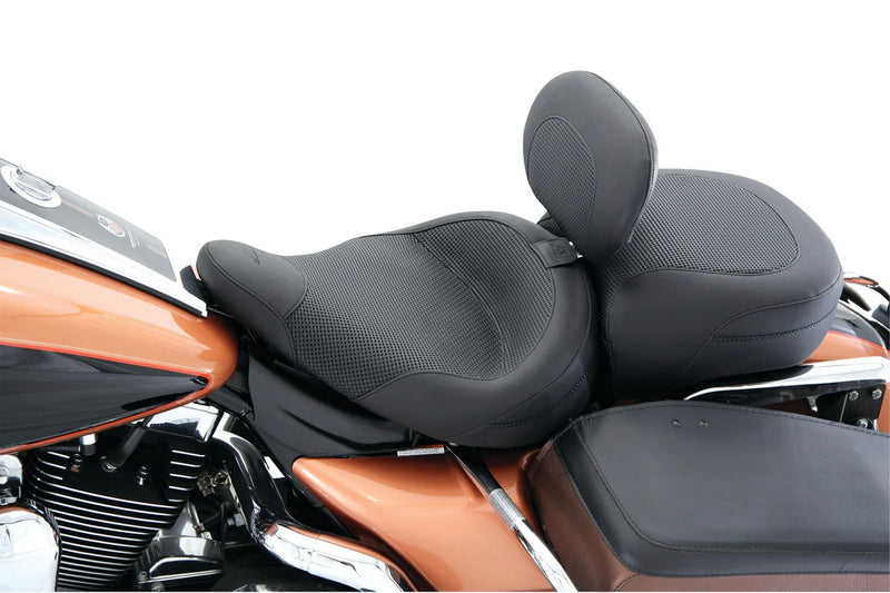 MUSTANG Standard Tour Solo Seat with Driver Backrest - Textured - Black - Touring '99-'21