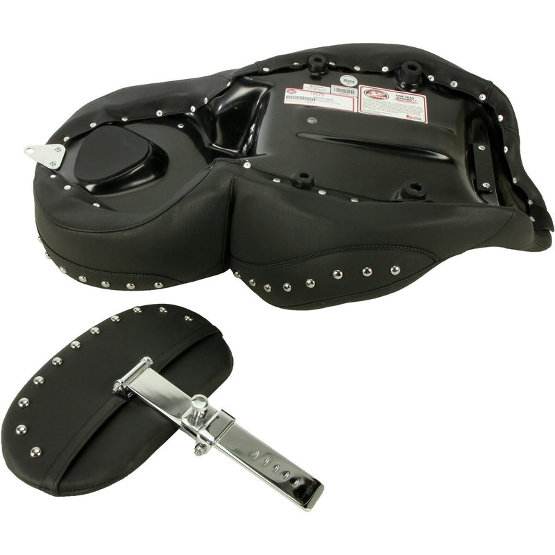 MUSTANG One-Piece Super Tour 2-Up Seat with Driver Backrest Option - Chrome Studs - Touring '08-'21